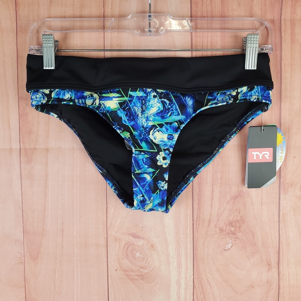 TYR‎ Delphinium Riva Womens Bikini Bottom Sz Medium Green Multi Elastic Waist